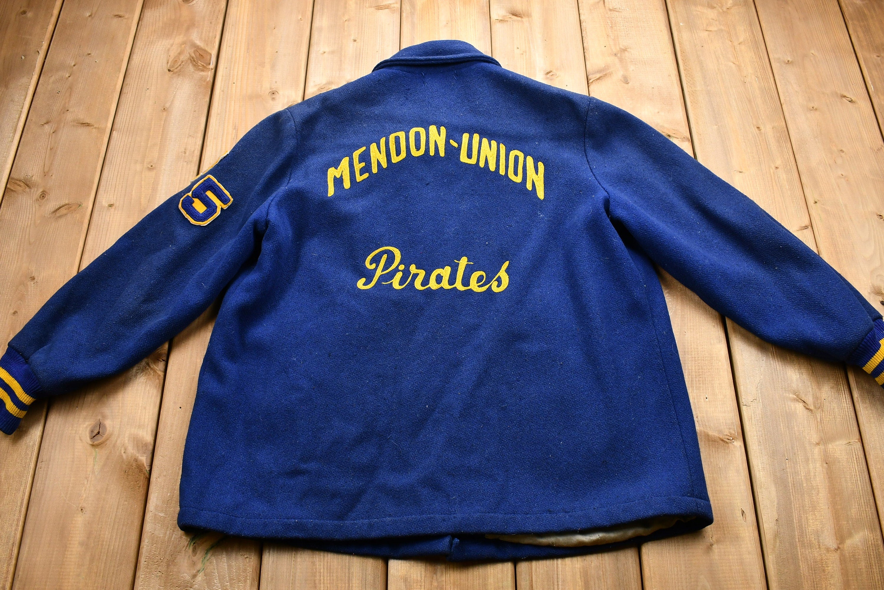 Vintage 1950s Mendon-Union Pirates Pam #75 Embroidered Snap-Button Jacket