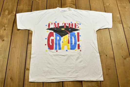 Vintage Graduation T-Shirt /Celebration Graphic / 90s / Made in USA / Streetwear / Retro Style / Mutlitcolored