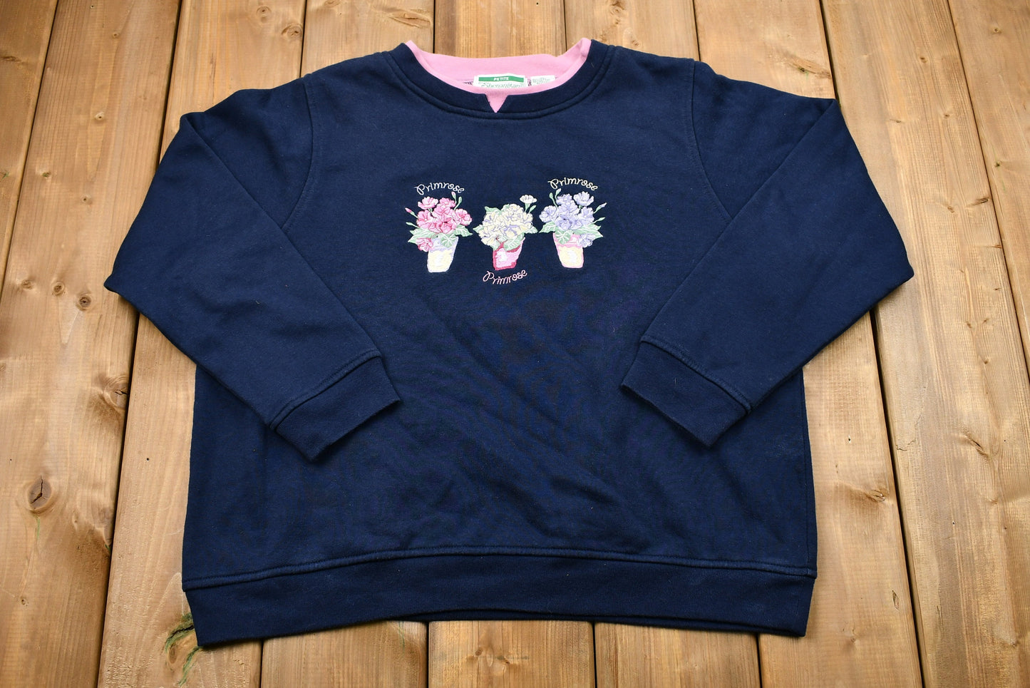 Vintage 1990s Primrose Bouquet Embroidered Crewneck Sweatshirt / Vintage Sweatshirt / American Streetwear / Pullover Sweater / Cute Sweater