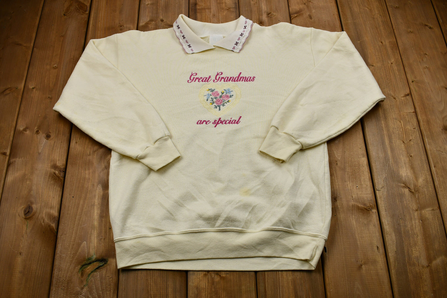 Vintage 1990s Great Grandmas are Special Embroidered Collared Sweatshirt / Mother's Day / Vintage Pullover Sweatshirt / American Streetwear