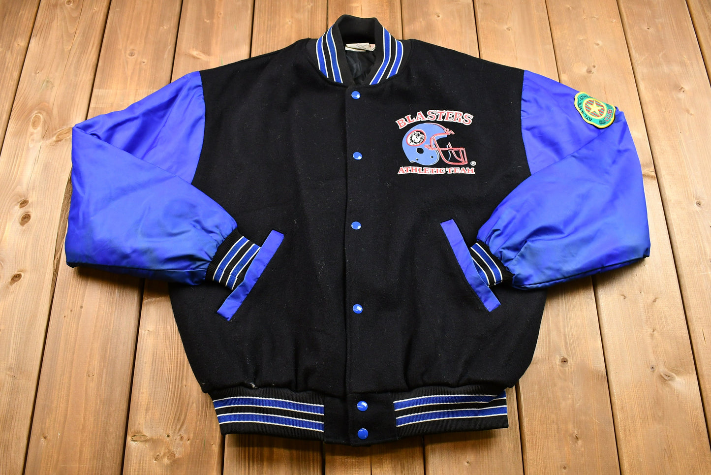 Vintage 1980s Blasters Athletic Team Color-Block Bomber Jacket / Athleisure Sportswear / Streetwear / Made In Canada