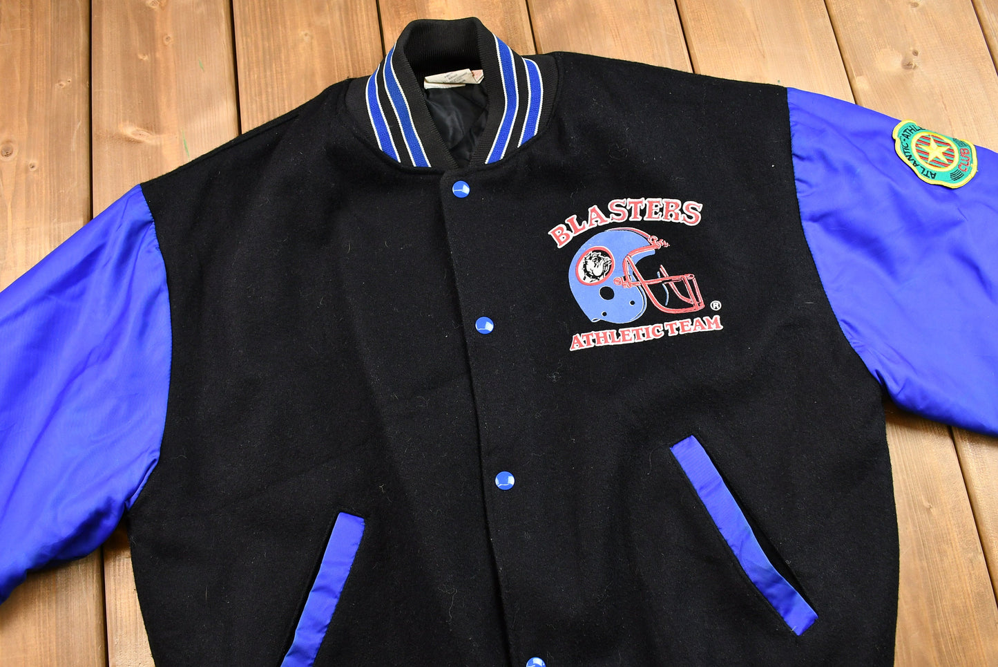 Vintage 1980s Blasters Athletic Team Color-Block Bomber Jacket / Athleisure Sportswear / Streetwear / Made In Canada