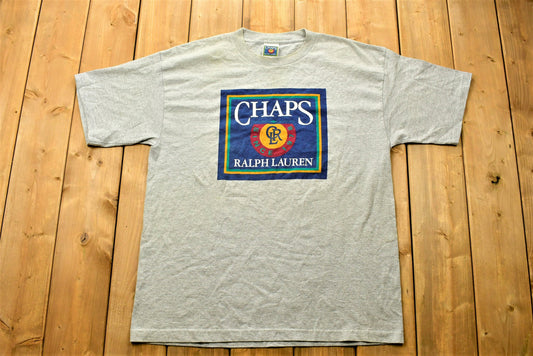 Vintage 1990s Chaps Ralph Lauren Graphic T-Shirt/ Made In USA/ 90s / Single Stitch / Streetwear / Vintage Athleisure / Polo Ralph Lauren