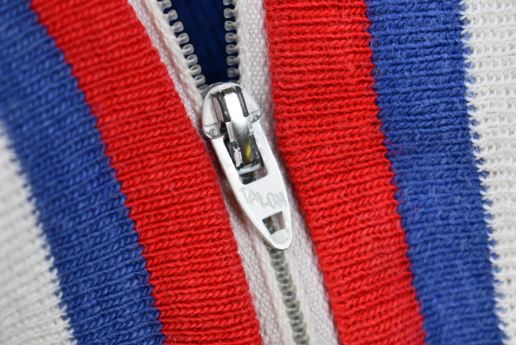 Vintage 1970s Color Block Striped Quarter-Zip Sweater