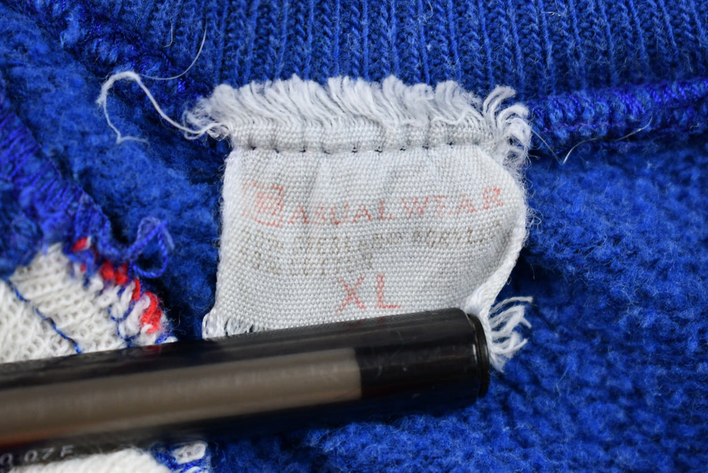 Vintage 1970s Color Block Striped Quarter-Zip Sweater