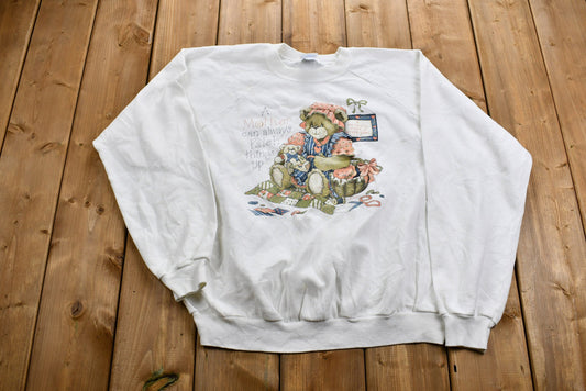 Vintage 1990s Mother's Day Bear Graphic Crewneck / Vintage Sweatshirt / Pullover Sweatshirt