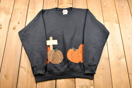 90s Halloween Crewneck / Double Sided Graphic / Cute Witch and Pumpkins / Holiday / Festive / American Streetwear