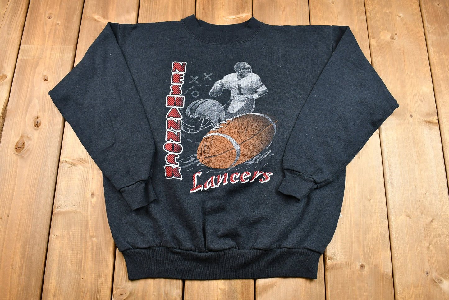 Vintage 1990s Neshannock Lancers Graphic Crewneck Sweatshirt , High School Football , Americana , Vintage Sportswear , Athleisure