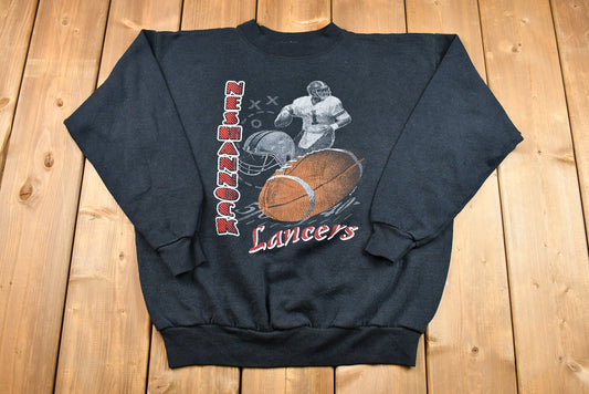 Vintage 1990s Neshannock Lancers Graphic Crewneck Sweatshirt , High School Football , Americana , Vintage Sportswear , Athleisure