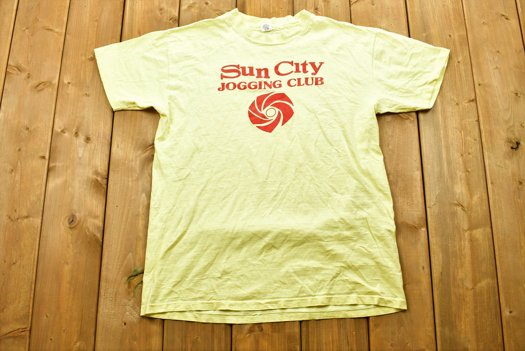 Vintage 1970's Sun City Jogging Club T-Shirt , Single Stitch , Made In USA , Graphic , 80s , 90s