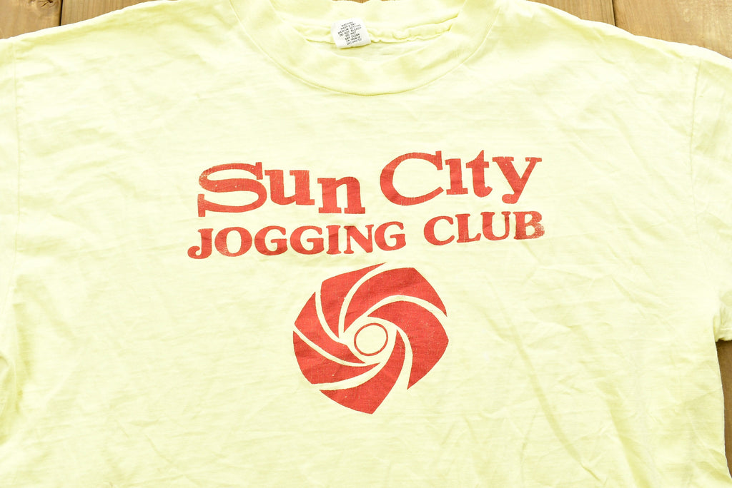 Vintage 1970's Sun City Jogging Club T-Shirt , Single Stitch , Made In USA , Graphic , 80s , 90s