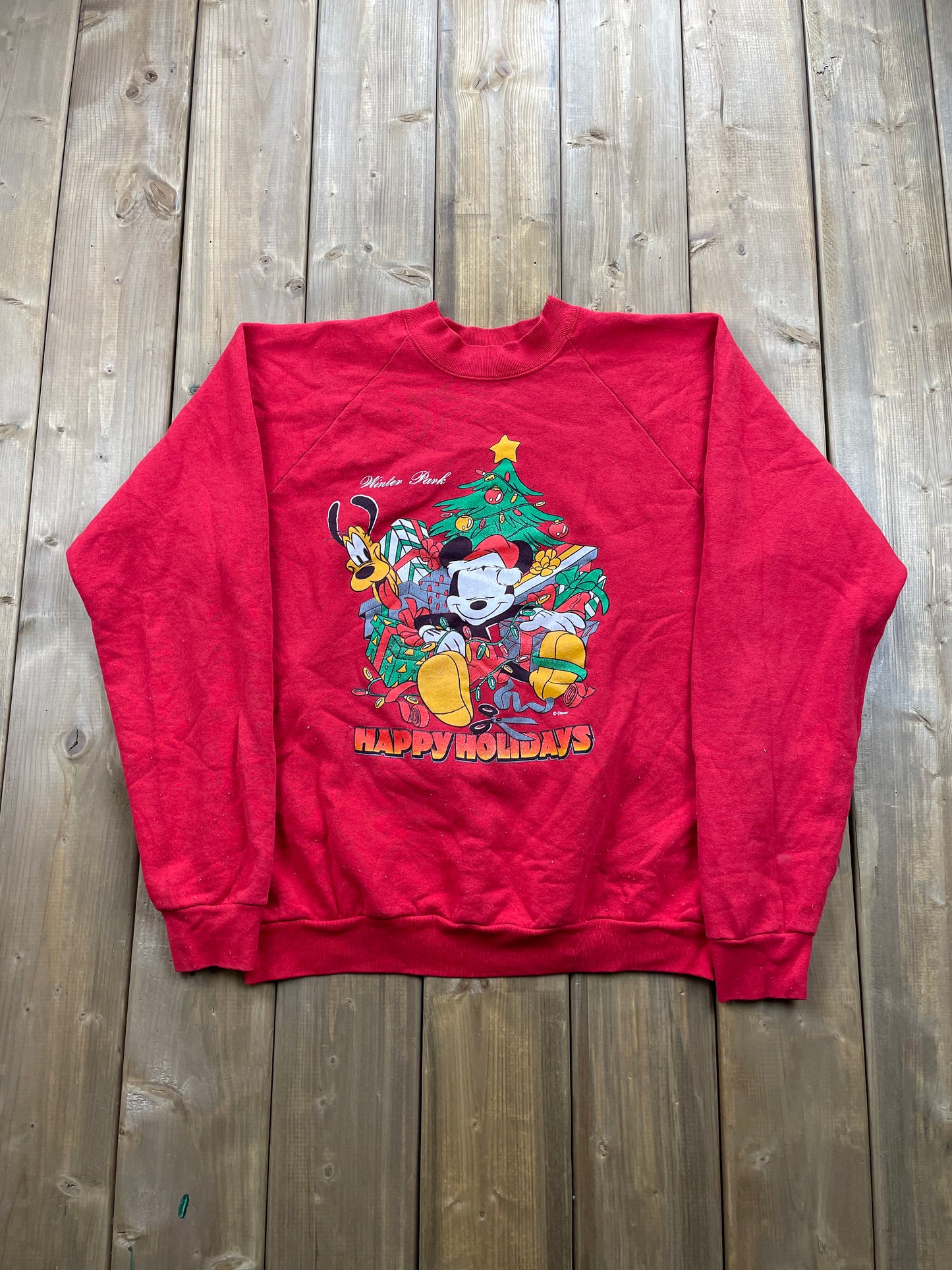 Vintage 1990s Mickey Mouse Christmas Crewneck , Made In USA , Vintage Sweatshirt , American Sportswear , Vintage Cartoons , Vintage Disney