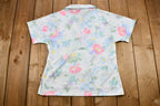 Vintage 1960s Pastel Floral Polyester Short Sleeve Blouse