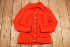 Vintage 1960s Candy Apple Red Button Up Overcoat