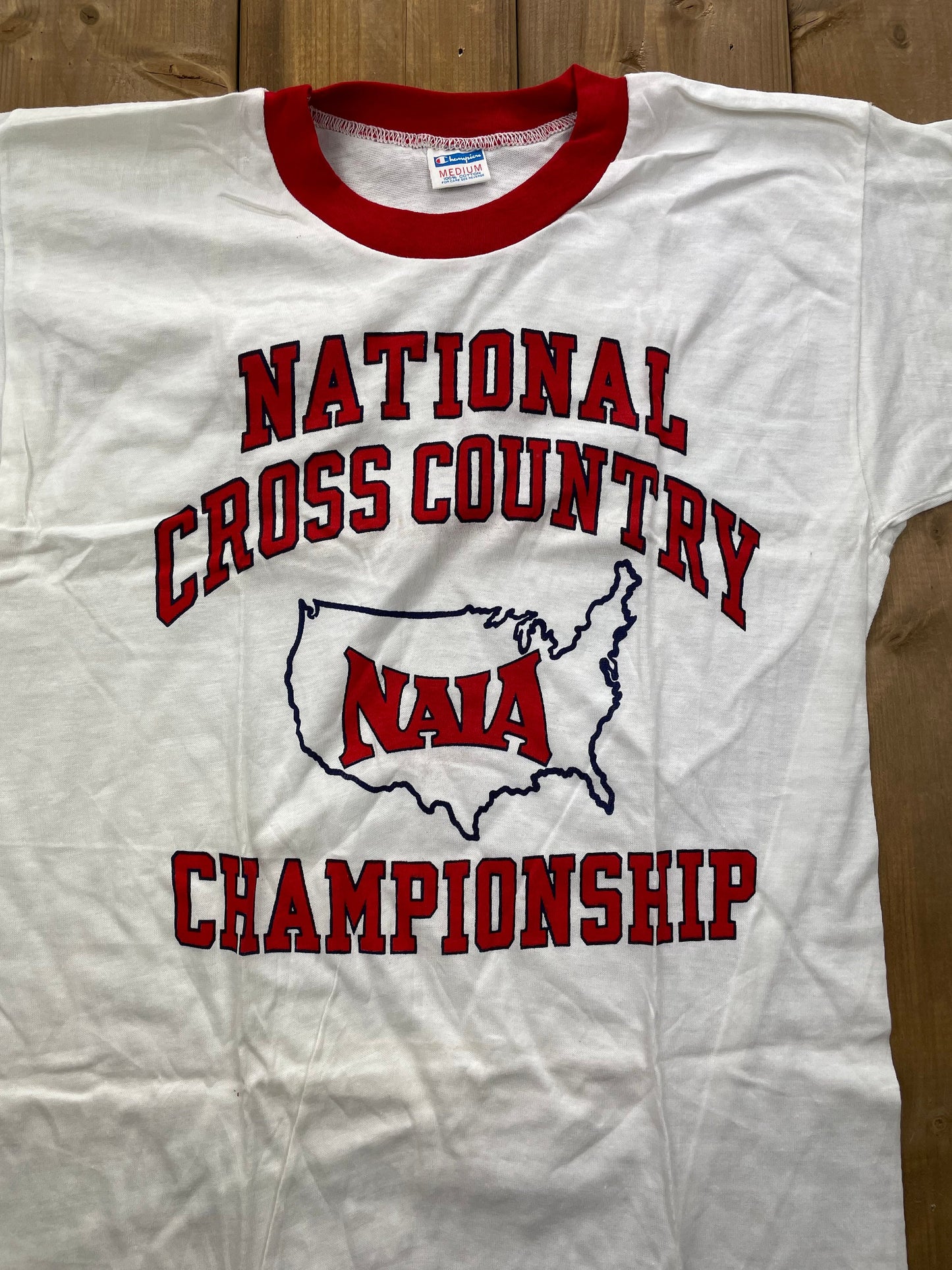 Vintage 1990s Champion National Cross Country Ringer T Shirt T-Shirt