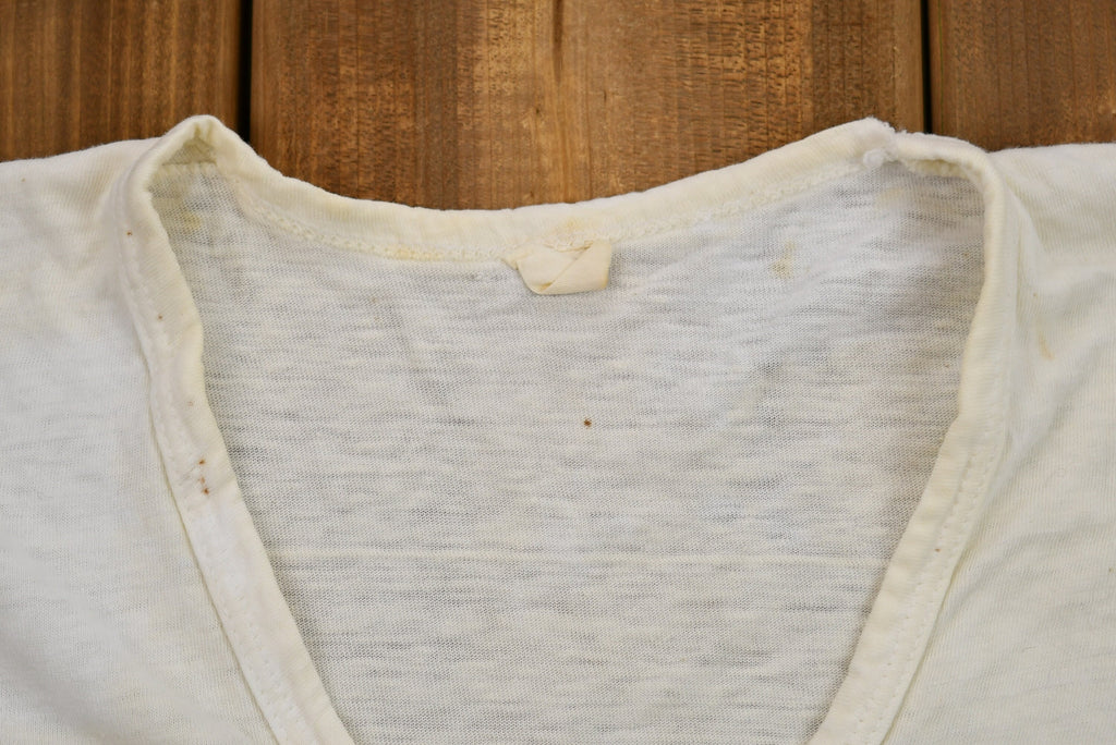 Vintage 1974 Naturally Distressed Bruce Lee Iron-On Graphic V-Neck T-Shirt