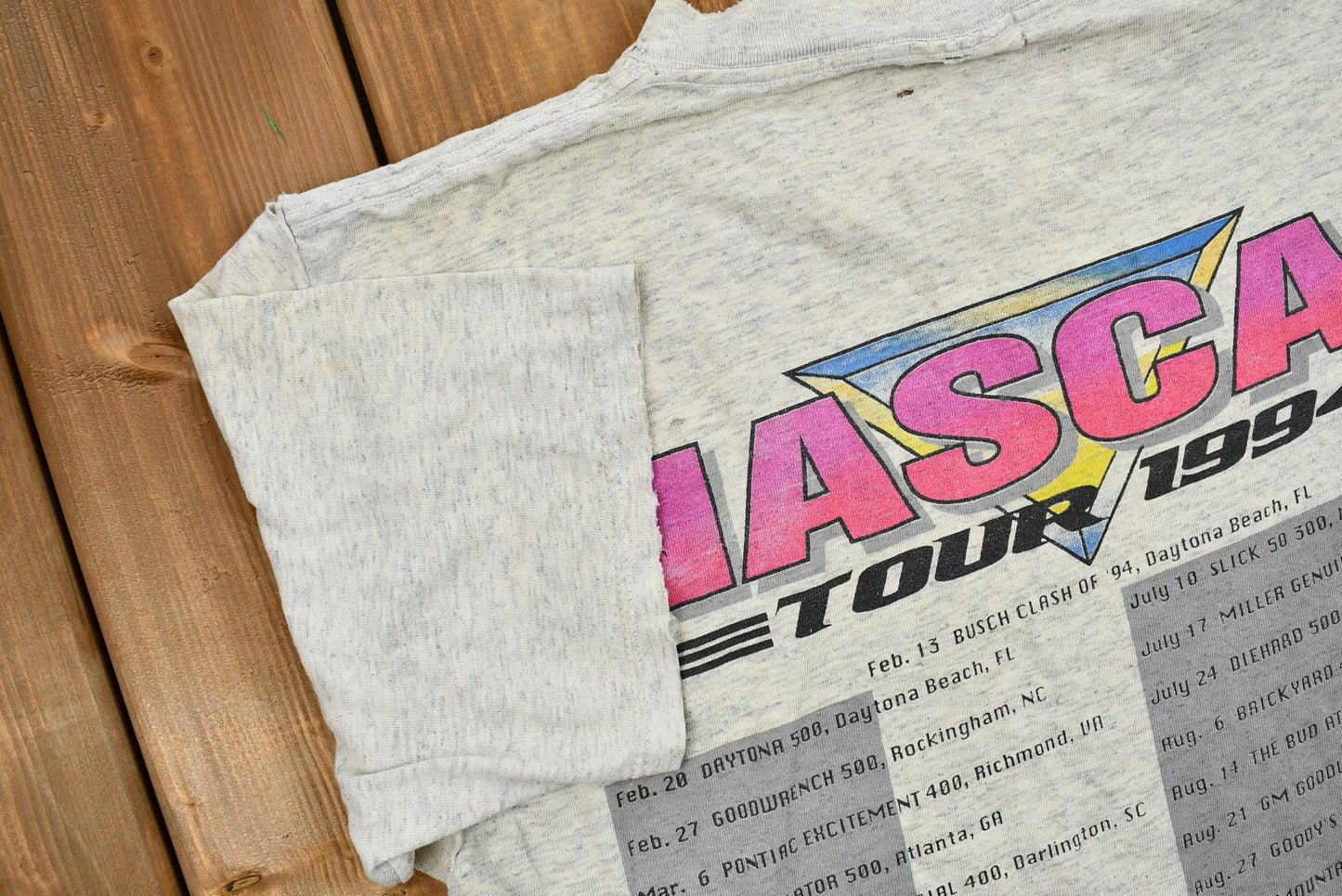 Vintage 1994 Naturally Distressed Nascar Tour Graphic T-Shirt / 90s Streetwear / Daytona / Vintage Sportswear / Single Stitch / Made in USA