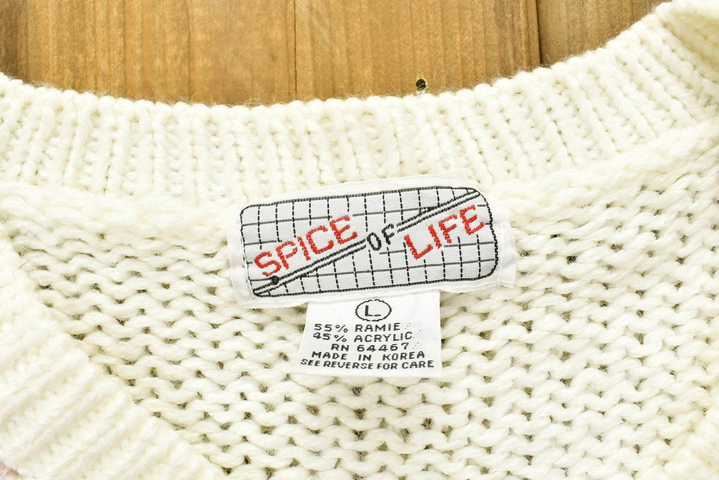 Vintage Spice Of Life Knitted Sweater / Vintage 90s Crewneck / Pattern Sweater / Outdoor / Hand Knit / Pullover Sweatshirt