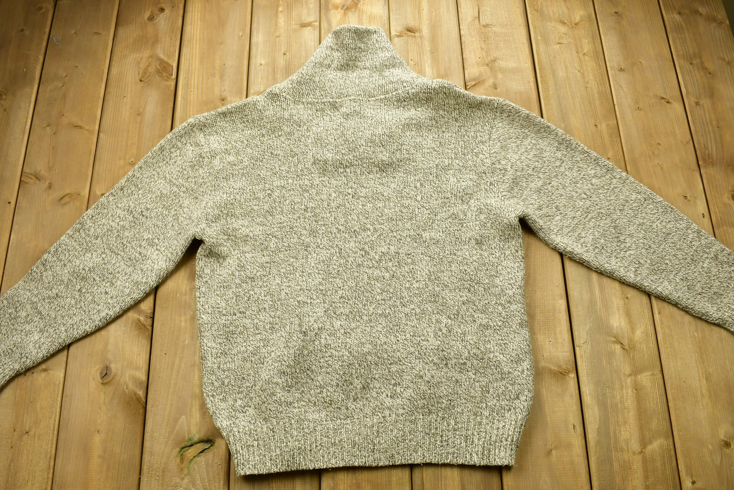 Vintage 90&#39;s LL Bean Knitted Sweater / Vintage 90s Crewneck / Pattern Sweater / Outdoor / Hand Knit / Pullover Sweatshirt