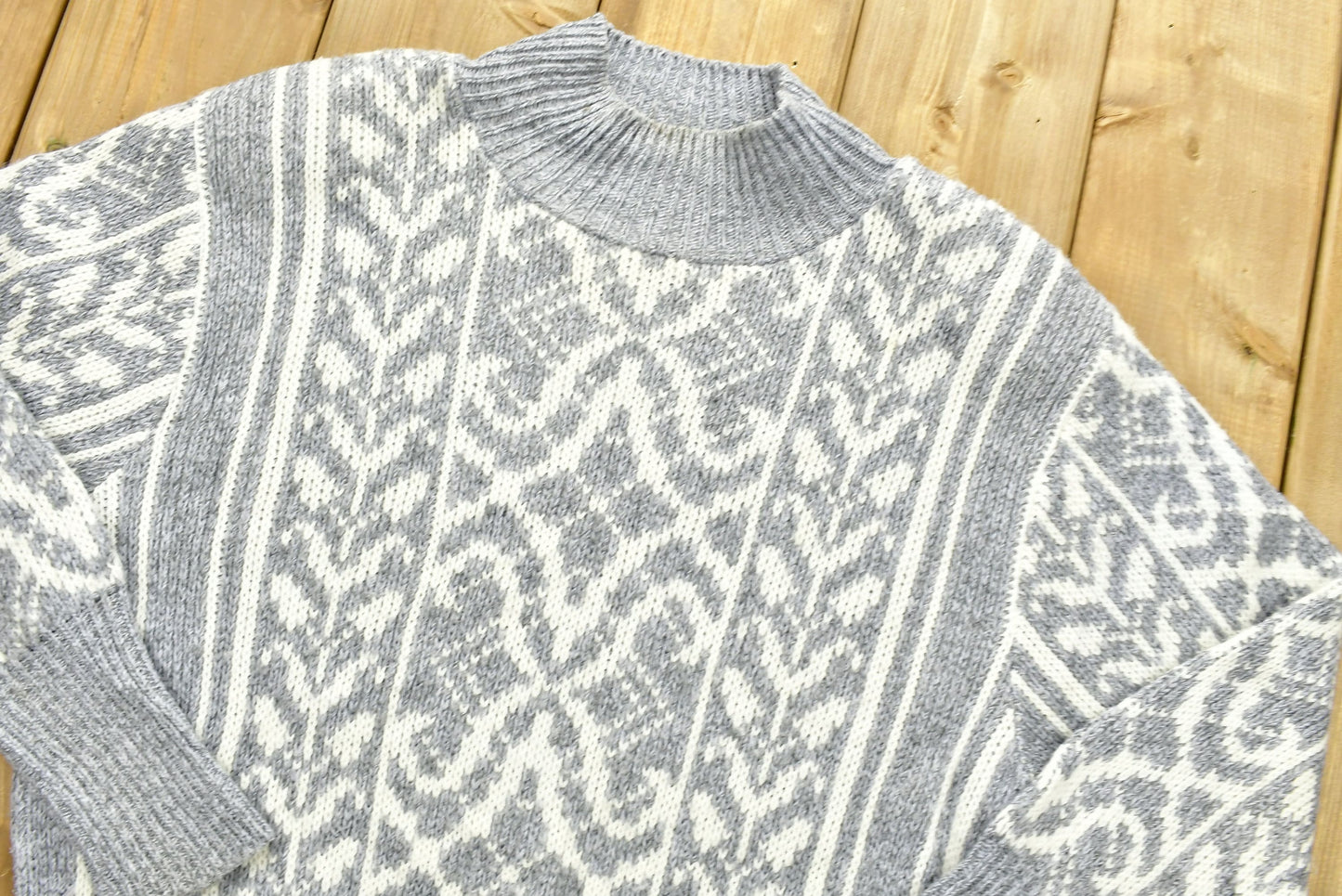 Vintage Garland Knitted Sweater / Made In USA / Vintage 90s Crewneck / Pattern Sweater / Outdoor / Hand Knit / Pullover Sweatshirt