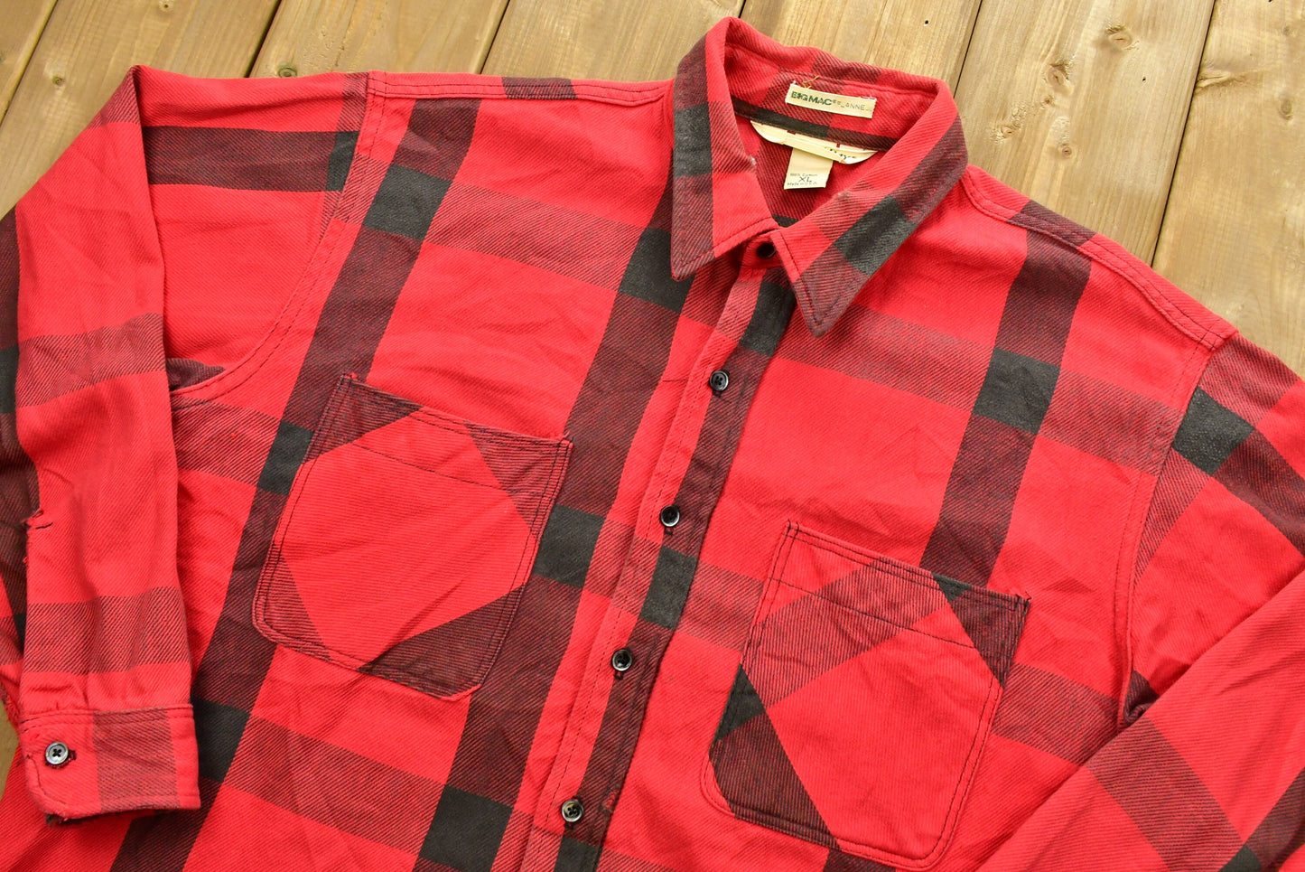 Vintage 90's Big Mac Flannel St Johns Bay Button Up Shirt / Buffalo Plaid / 1990's Button Up / Casual Wear / Workwear / Made In USA