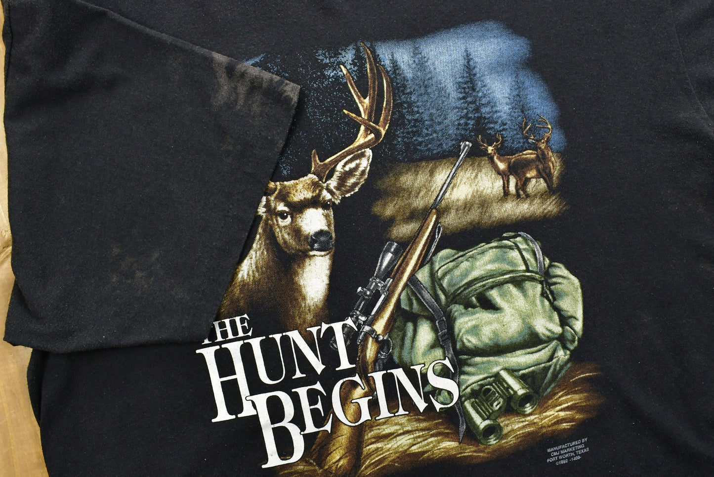 Vintage 1992 The Hunt Begins 3D Emblem T-Shirt / Single Stitch / / Hunting Tee / Made In USA / 90s Graphic / West Virginia / Vintage Tee