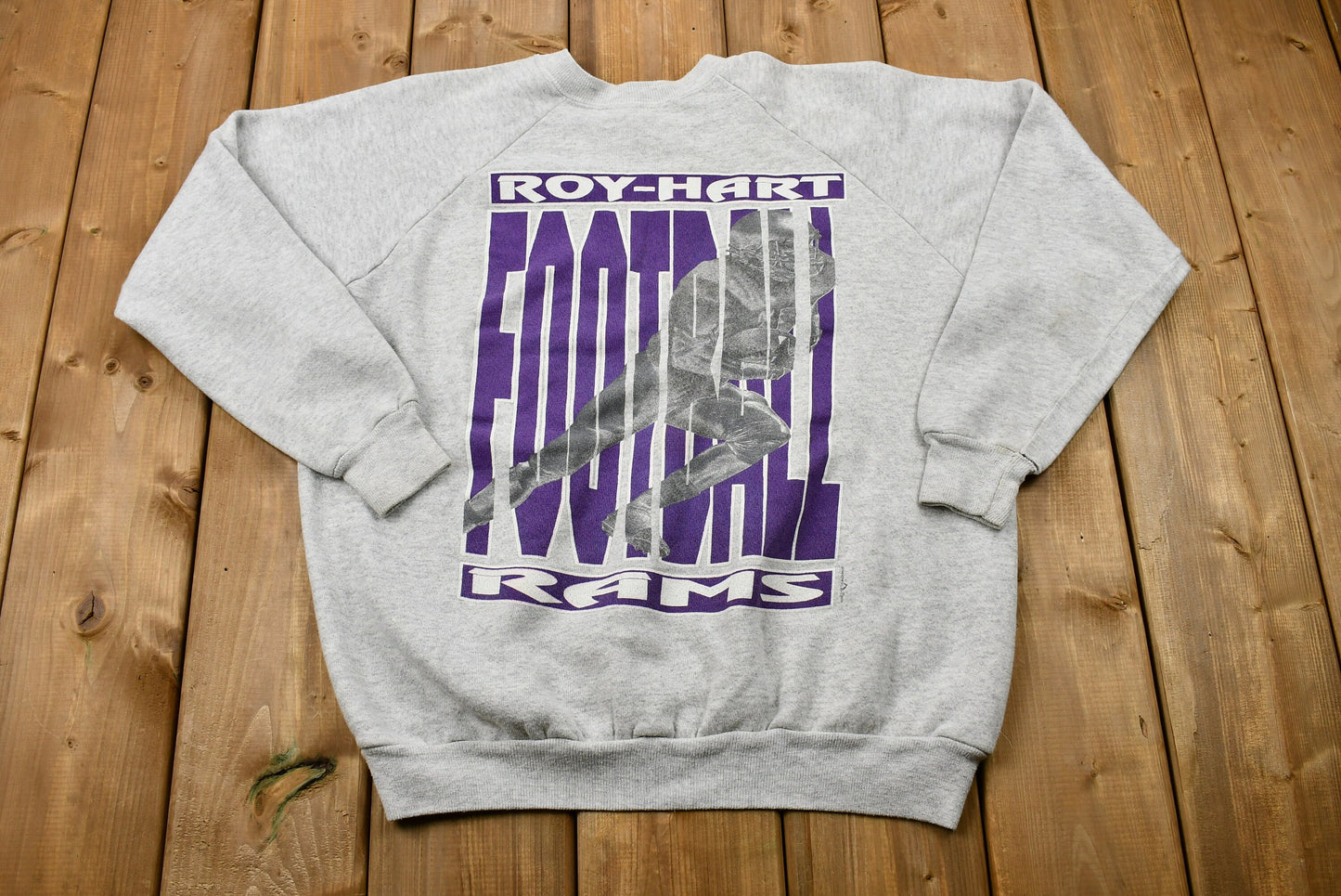 Vintage 1990s Royalton-Hartland Rams Graphic Raglan Sweatshirt / Roy-Hart Football / Americana / Sportswear / Athleisure / Vintage Crewneck