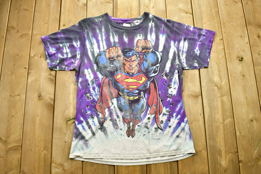 Vintage 1997 Superman Graphic T-Shirt / DC Comics / All Over Print / Vintage Comic / Graphic / 80s / 90s / Streetwear / Retro Style