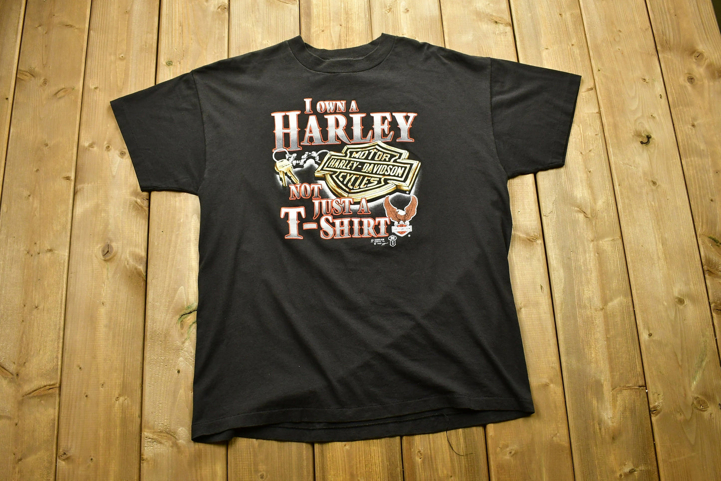 Vintage 1988 Harley Davidson Motorcycles 3D Emblem I Own A Harley T-Shirt / Single Stitch / Made In USA / 90s Graphic / Biker / Vintage Tee