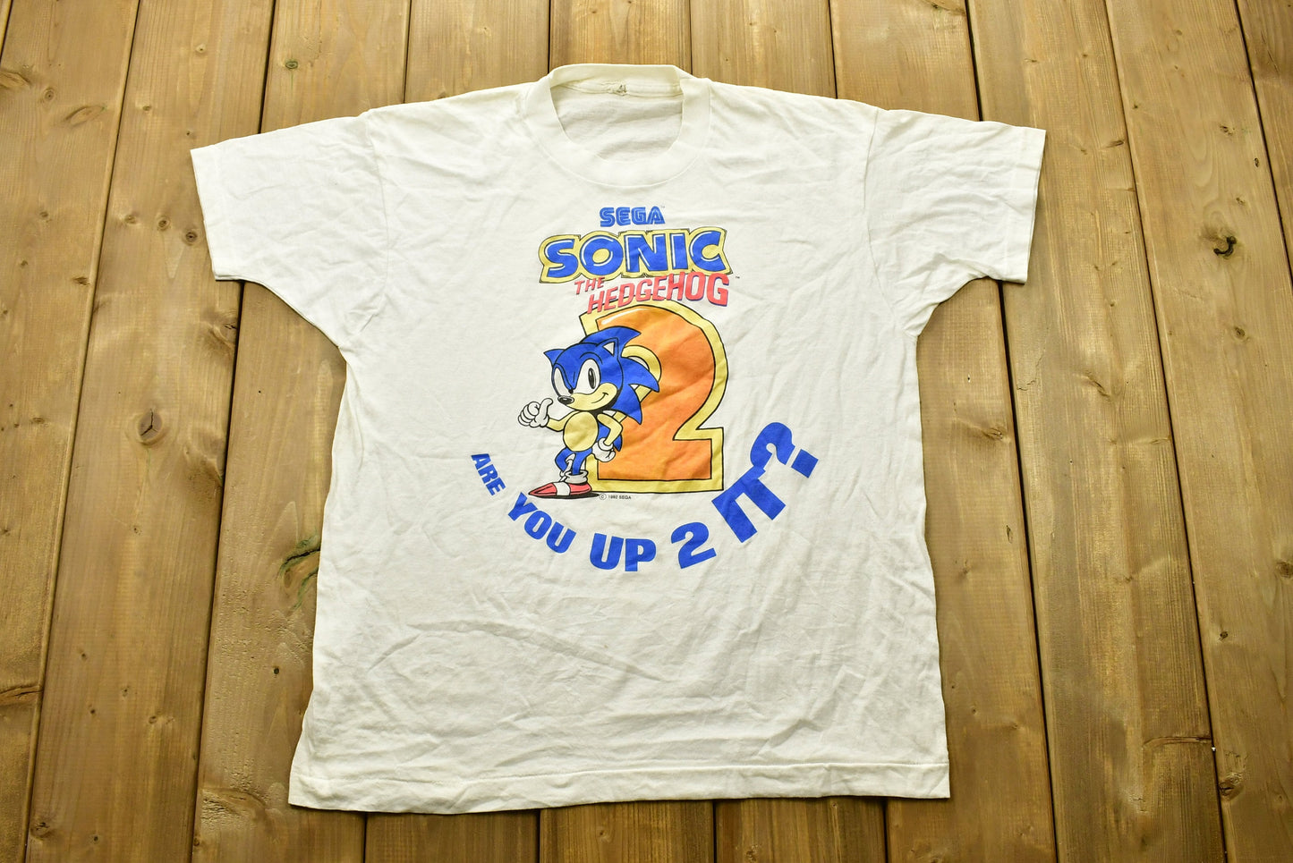 Vintage 1992 Sonic The Hedgehog Sega Promo T-Shirt / Video Game Promo / Single Stitch / Streetwear / Retro Style / Made In USA