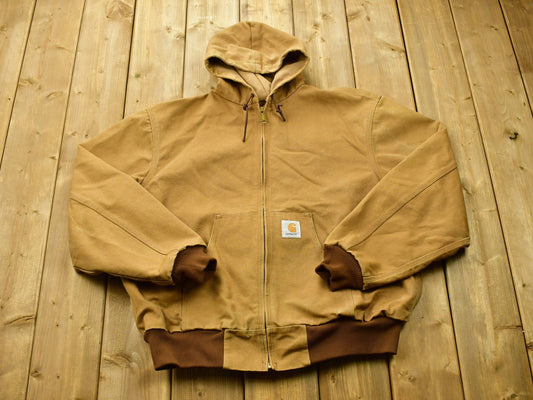 Vintage 90's Carhartt Hooded Chore Coat / Workwear / Streetwear / 80s / 90s / Made In USA / Distressed Carhartt / Union Made