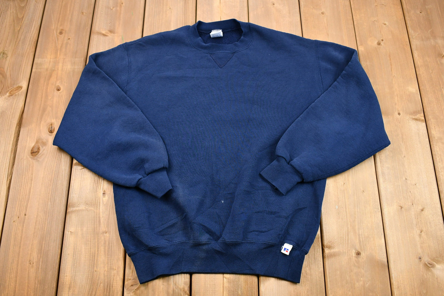 Vintage 1990s Navy Blue Russell Athletic Blank Crewneck Sweatshirt / Minimalist / Vintage Athleisure / Pullover Sweatshirt / Made In USA