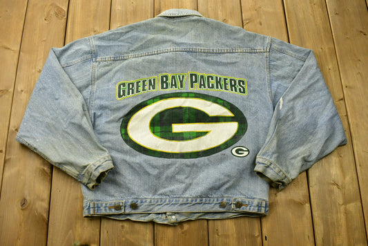 Vintage 90's Greenbay Packers NFL Game Day Distressed Jean Jacket / Football / Athleisure Sportswear / Streetwear / Cliff Engle