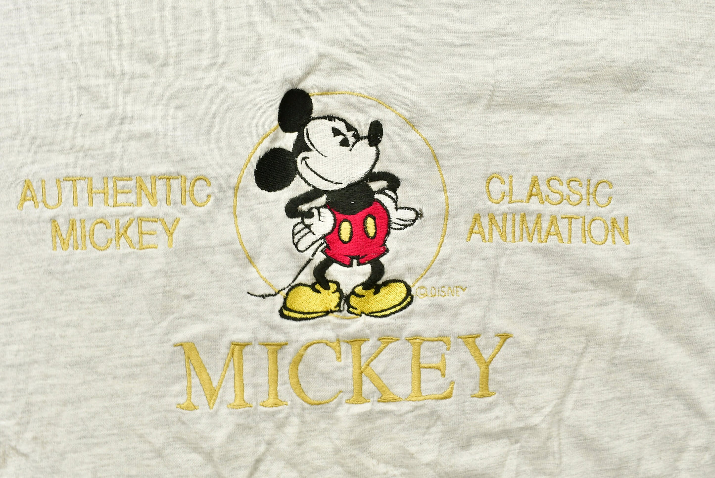 Vintage Mickey Mouse Embroidered T-Shirt / 90s Graphic Tee / Disney / Made In USA/ Carto / Naturally Distressed/ American Streetwear