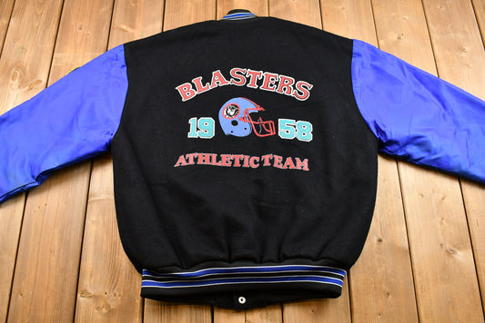 Vintage 1980s Blasters Athletic Team Color-Block Bomber Jacket / Athleisure Sportswear / Streetwear / Made In Canada