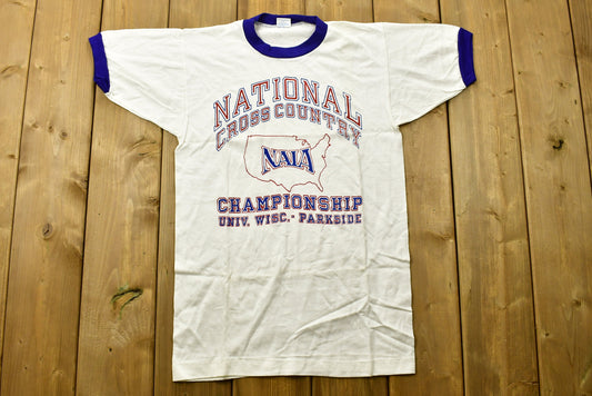 Vintage 1970s Champion University of Wisconsin Ringer T-Shirt / NCAA Tee / Made In USA / Sportswear / Vintage Champion