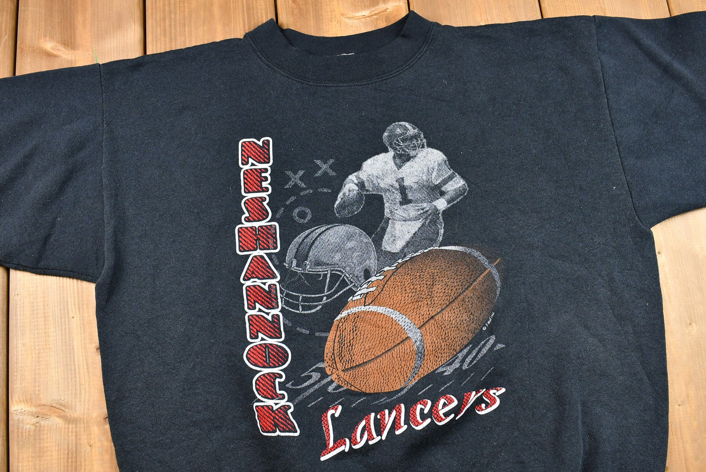 Vintage 1990s Neshannock Lancers Graphic Crewneck Sweatshirt , High School Football , Americana , Vintage Sportswear , Athleisure