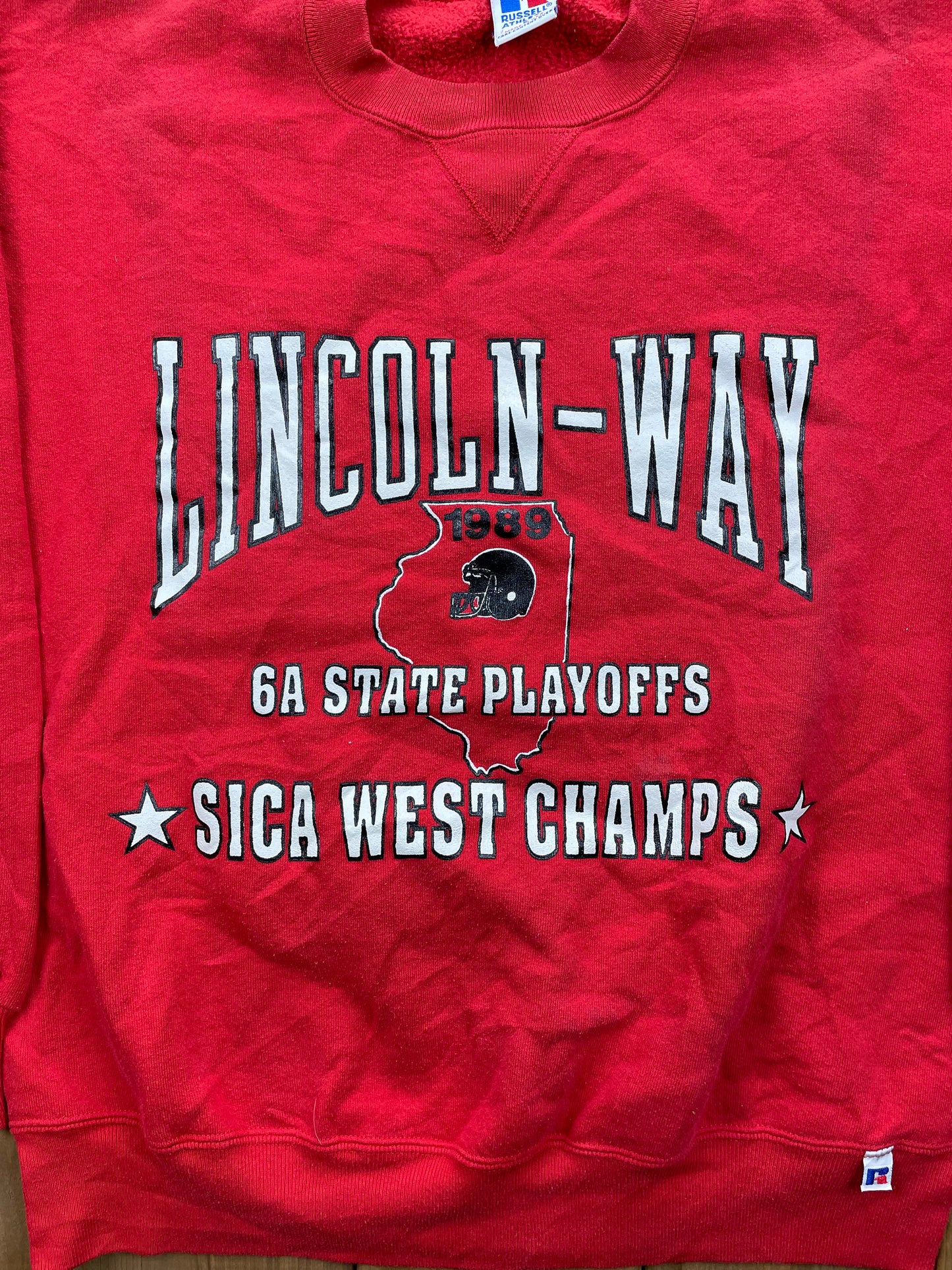 Vintage 1989 University of Lincoln Way Crewneck , Made In USA / Sweatshirt / NCAA Sweatshirt / Russell Athletics / Sportswear / Athleisure