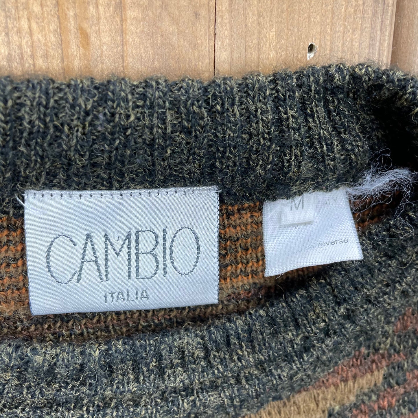 Vintage Cambio Italia Knitted Sweater / Vintage 90s Crewneck / Pattern Sweater / Outdoor / Hand Knit / Pullover Sweatshirt