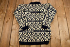 Vintage 1960s Abstract Hand-Knit Mock-Neck Sweater