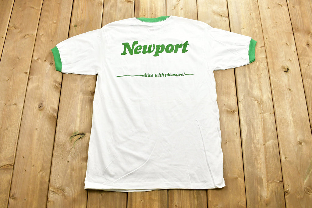 Vintage 1980s Newport Menthol Ringer T-Shirt NOS Alive With Pleasure Spell Out