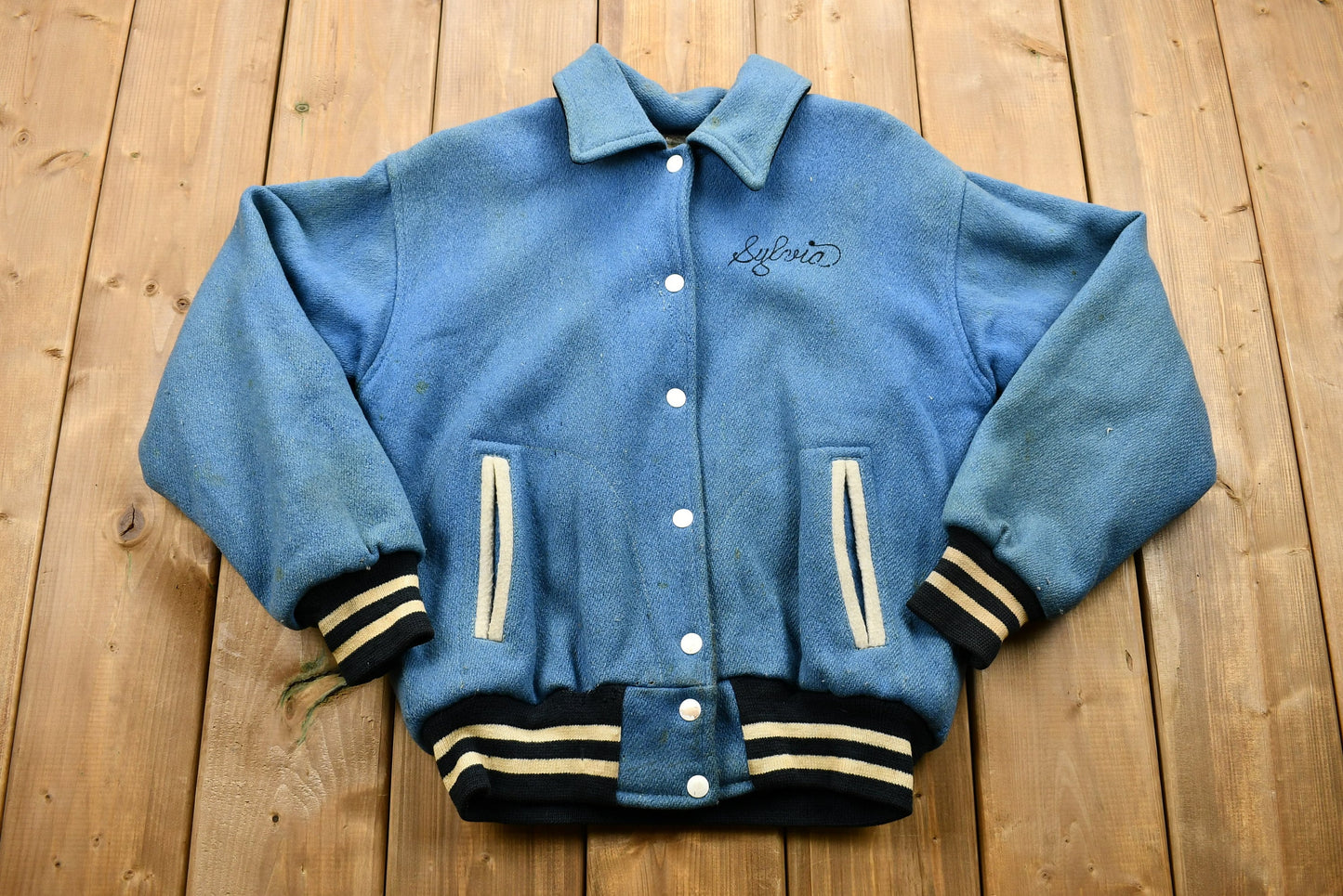 Vintage 1960s Distressed LCMR Jr High Capers Varsity Jacket / True Vintage / Sylvia / Campus / Made in USA / Bomber