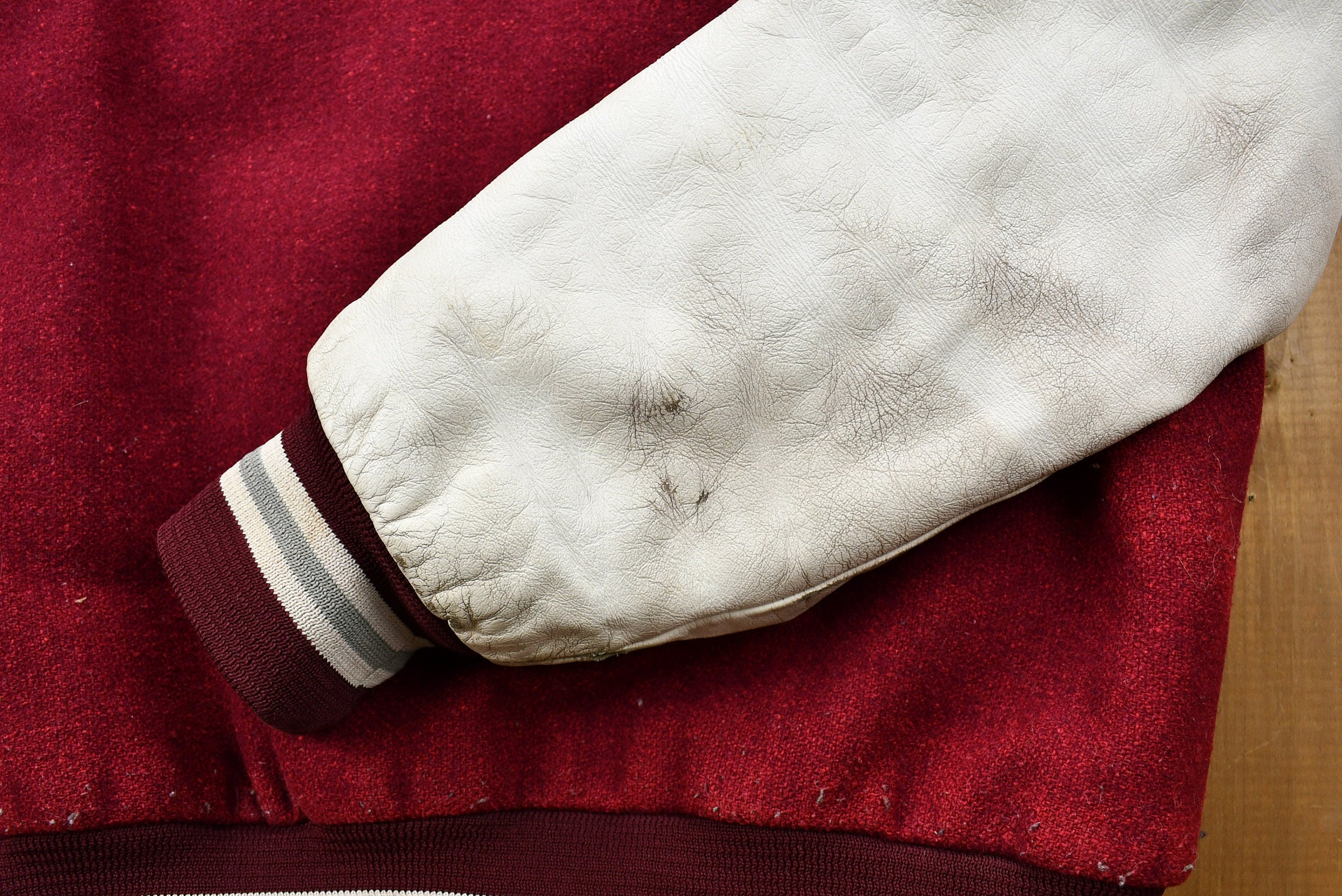 Vintage 1970s Distressed Stratford Northwestern Huskies Color Block Varsity Jacket