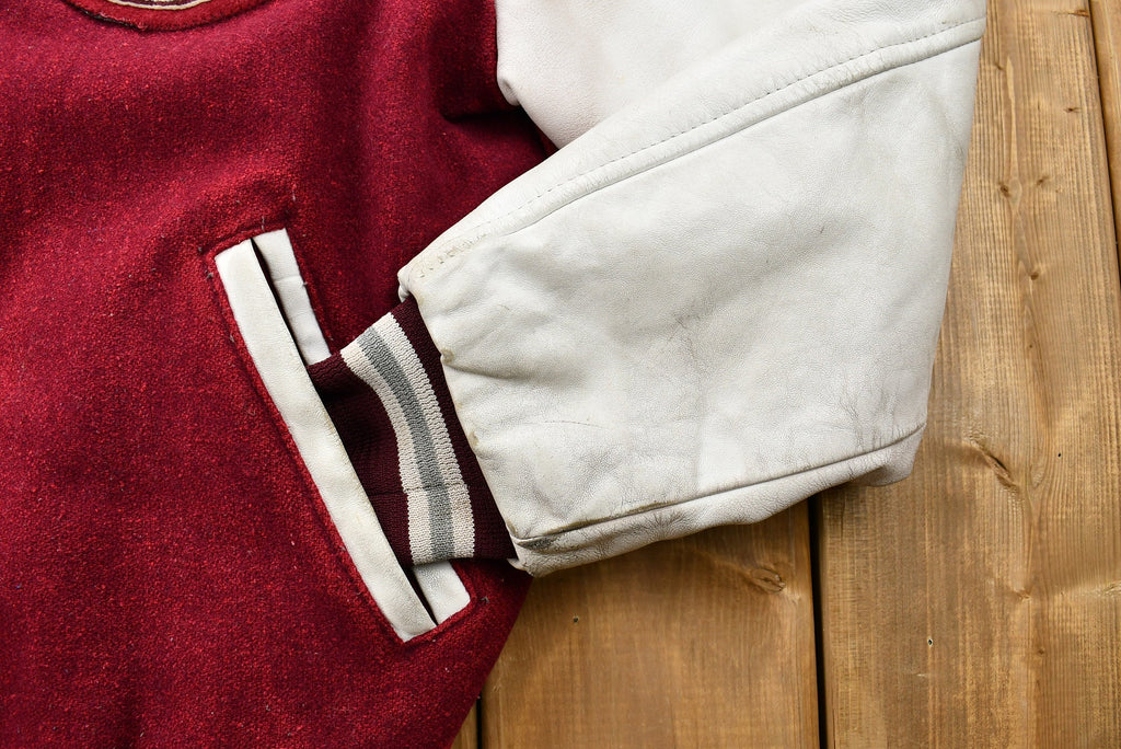 Vintage 1970s Distressed Stratford Northwestern Huskies Color Block Varsity Jacket