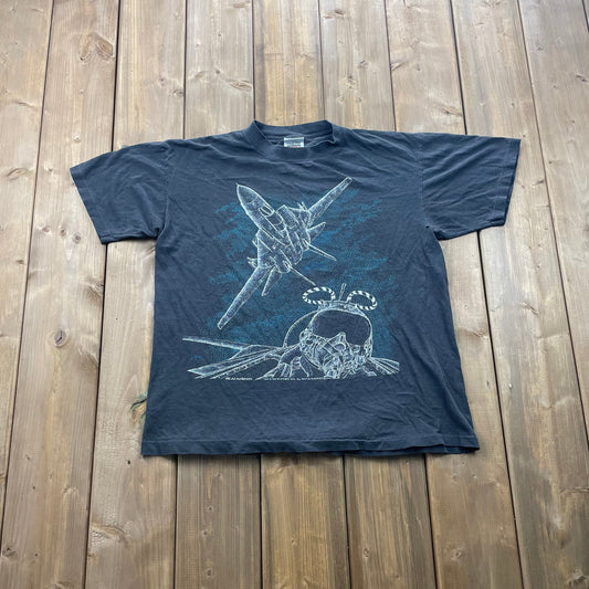 Vintage 1990 Blackbird Tom Cat Fighter Jet T-Shirt / Made In USA / Single Stitch / Graphic / 80s / 90s / Streetwear / Retro Style