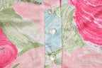 Vintage 1960s Deadstock Floral Quarter-Button Up Short Sleeve Blouse
