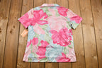 Vintage 1960s Deadstock Floral Quarter-Button Up Short Sleeve Blouse