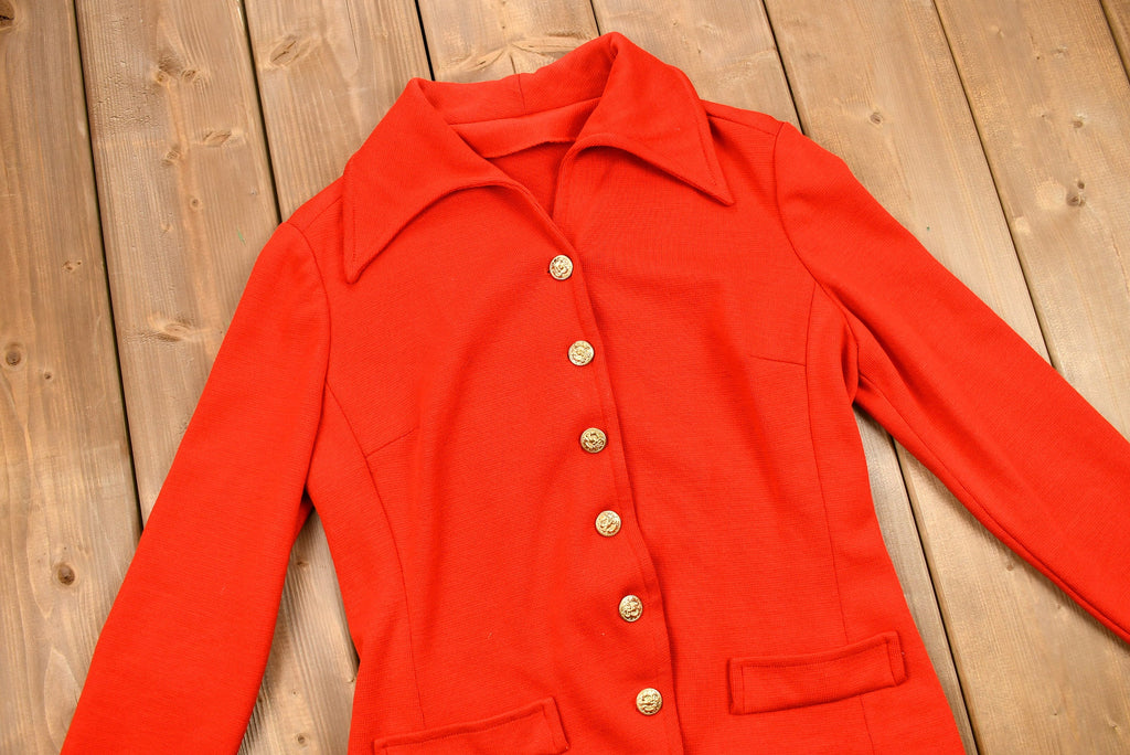 Vintage 1960s Candy Apple Red Button Up Overcoat