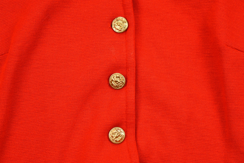 Vintage 1960s Candy Apple Red Button Up Overcoat
