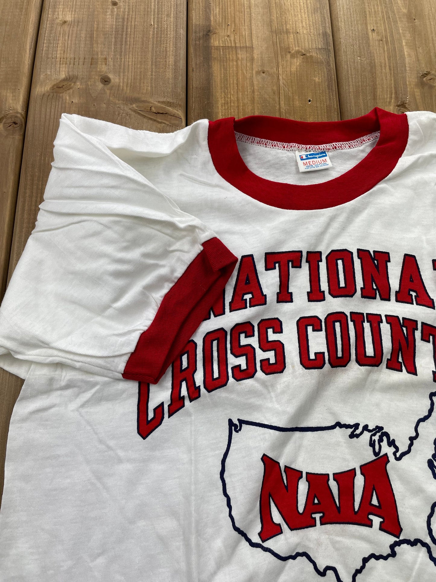 Vintage 1990s Champion National Cross Country Ringer T Shirt T-Shirt